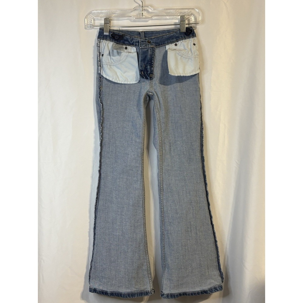 Wrangler Girls Medium Wash Blue Flare Denim Jeans 8 Regular Cotton Blend - Picture 3 of 5